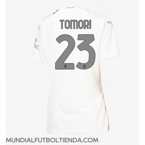 Camiseta AC Milan Fikayo Tomori #23 Segunda Equipación Replica 2023-24 para mujer mangas cortas